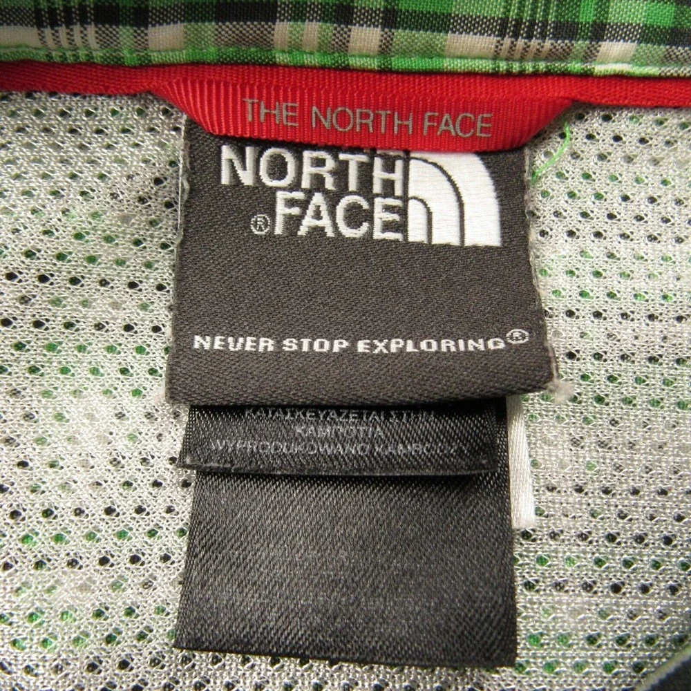 The North Face Shirt Men Medium Green‎ Black Plaid Hiker Camp Outdoors